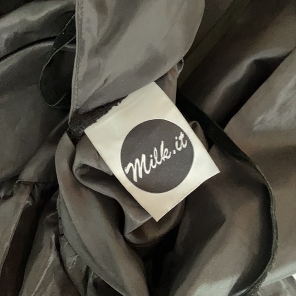 Milk It Black Puff Sleeve Taffeta Open Back Maxi Dress - Picture 8 of 12